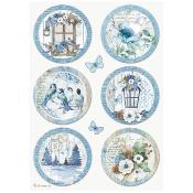  Papel Arroz   Stamperia A-4 Blue Land circulos