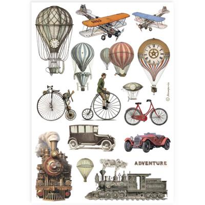 Papel de Arroz tren y globos aerostaticos Stamperia A-4 