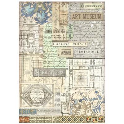 Papel de Arroz Stamperia A-4 Art of Travelling fondo del museo
