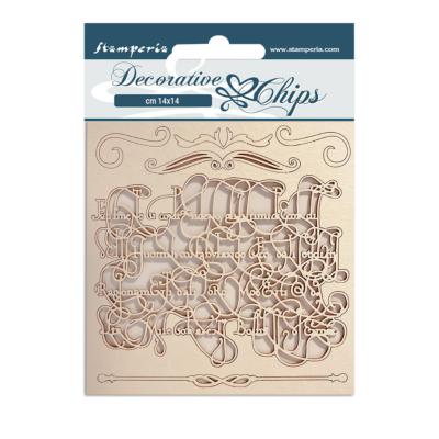 Decorative Chips Stamperia 14x14  cms. Romantic Garden House caligrafía