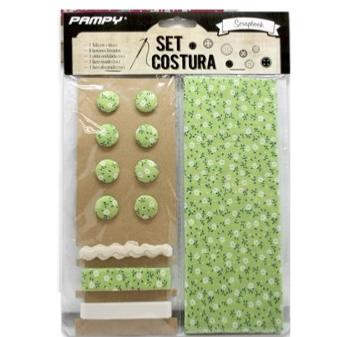 Set de Tela y accesorios para scrapbooking Verde