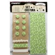 Set de Tela y accesorios para scrapbooking Verde
