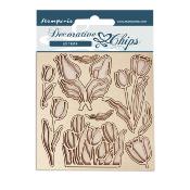 Decorative Chips Stamperia 14x14  cms. Romantic Garden House  flores