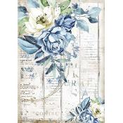 Papel arroz A4  Romantic Sea Dream flor azul - Stamperia