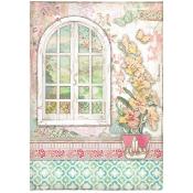 Papel de Arroz Orchids and cats ventana Stamperia A-4