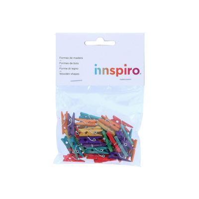 Mini Pinzas madera mix colores 25x3 mm 45 u.