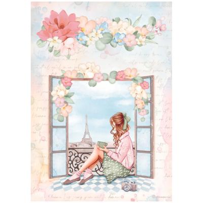  Papel Arroz  Stamperia A-4 Create happiness oh la la ventana