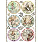  Papel Arroz  Stamperia A-4 Alice Rounds