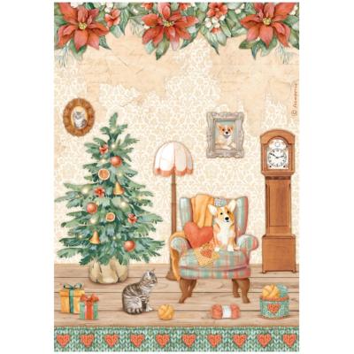  Papel Arroz   Stamperia A-4 All Around Christmas dulce habitacion