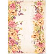  Papel Arroz   Stamperia A-4 Woodland borde floral