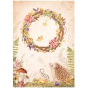  Papel Arroz   Stamperia A-4 Woodland guirnalda