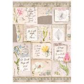  Papel Arroz   Stamperia A-4  Romantic Garden House cartas y flores