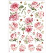 Papel de Arroz textura de rosas inglesas Stamperia A-4 
