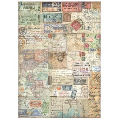 Papel de Arroz Stamperia A-4 Art of Travelling boletos
