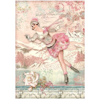  Papel Arroz  Stamperia A-4 Sweet winter patinadora