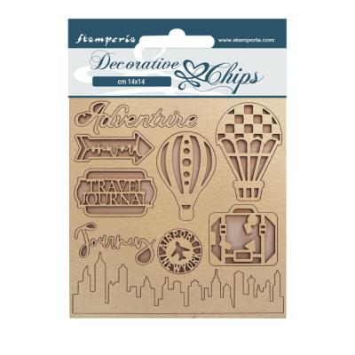 Decorative Chips Stamperia 14x14  cms. Sir Vagabond Aviator travel 