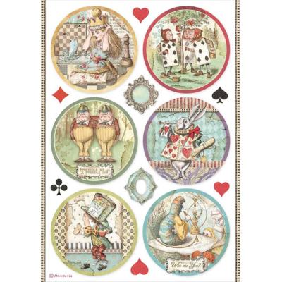  Papel Arroz Stamperia A-4 Alice circulos
