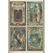  Papel Arroz  Stamperia A-4 Magic Forest tarjetas