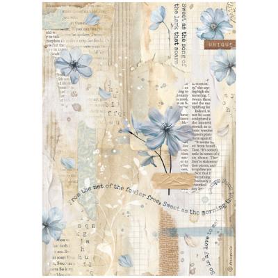 Papel de Arroz Secret Diary Stamperia A-4 flores azules