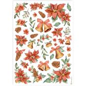 Papel de Arroz Classic christmas poinsettia and bells stamperia