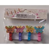 Mini pinzas de madera decoradas mariposas