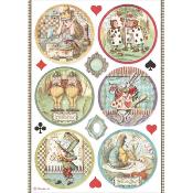  Papel Arroz Stamperia A-4 Alice circulos