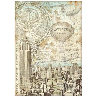  Papel Arroz   Stamperia A-4 Sir Vagabond Aviator New York mapa