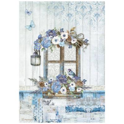  Papel Arroz   Stamperia A-4 Blue Land ventana
