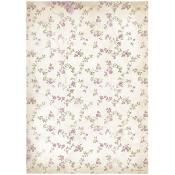 Papel de Arroz Lavender fondo de flores pequeñas Stamperia A-4 