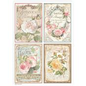 Papel de Arroz postales rosas Stamperia A-4 