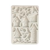 Stamperia Silicone mold A5 Dewdrops nidos y pajaros