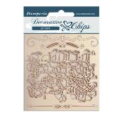 Decorative Chips Stamperia 14x14  cms. Romantic Garden House caligrafía