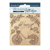 Decorative Chips Stamperia 14x14  cms. Create happines welcome home bicicleta