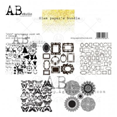 Kit de papeles ABstudio -  Glam papers bundle Gold (5 hojas)