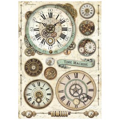  Papel Arroz   Stamperia A-4 Voyages fantastiques relojes