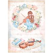  Papel Arroz  Stamperia A-4 Create happiness oh la la violin