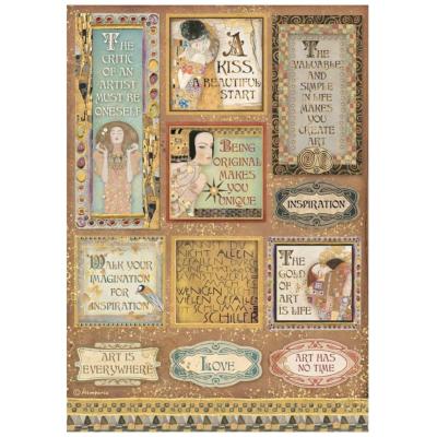  Papel Arroz  Stamperia A-4   Klimt frases y tarjetas