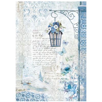  Papel Arroz   Stamperia A-4 Blue Land farola