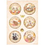  Papel Arroz   Stamperia A-4 Woodland circulos
