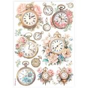 Papel de Arroz relojes Stamperia A-4 