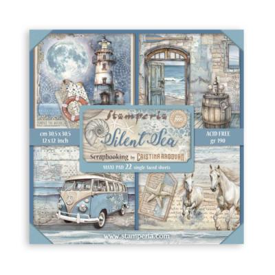 Maxi Block Papeles Scrap Stamperia 30 x30 Silent Sea 1 cara