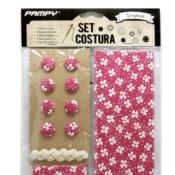 Set de Tela y accesorios para scrapbooking Franbuesa