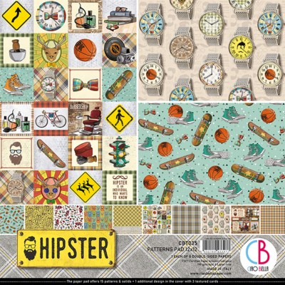 Set 8 papeles 30x30  Ciao Bella Hipster Básicos