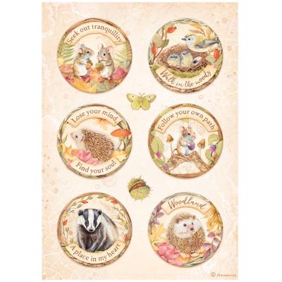  Papel Arroz   Stamperia A-4 Woodland circulos
