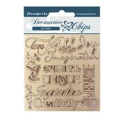 Decorative Chips Stamperia 14x14  cms. Klimt frases