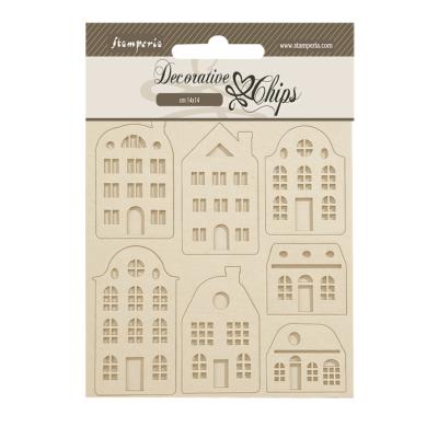 Decorative Chips 14x14 cms Stamperia Lavender casas acogedoras