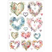 Papel de Arroz Corazones Stamperia A-4 