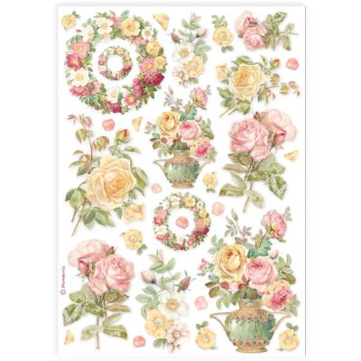 Papel de Arroz guirnaldas y rosas Stamperia A-4 