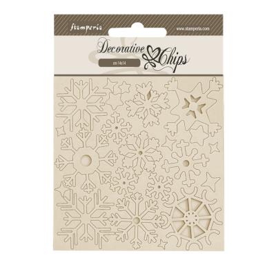 Decorative Chips 14x14 cms Stamperia Dewdrops copos de nieve