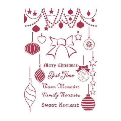 Stencil A4 Chiristmas Patchwork Bolas Stamperia